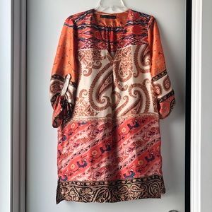 Zara Scarf Print Silky Shirt Dress